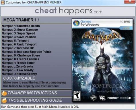 Batman Arkham Asylum Cheats and Trainers.